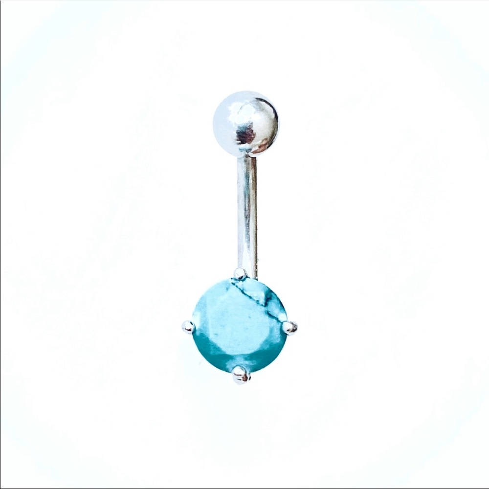 Silver + Turquoise Bellybutton Ring — New!